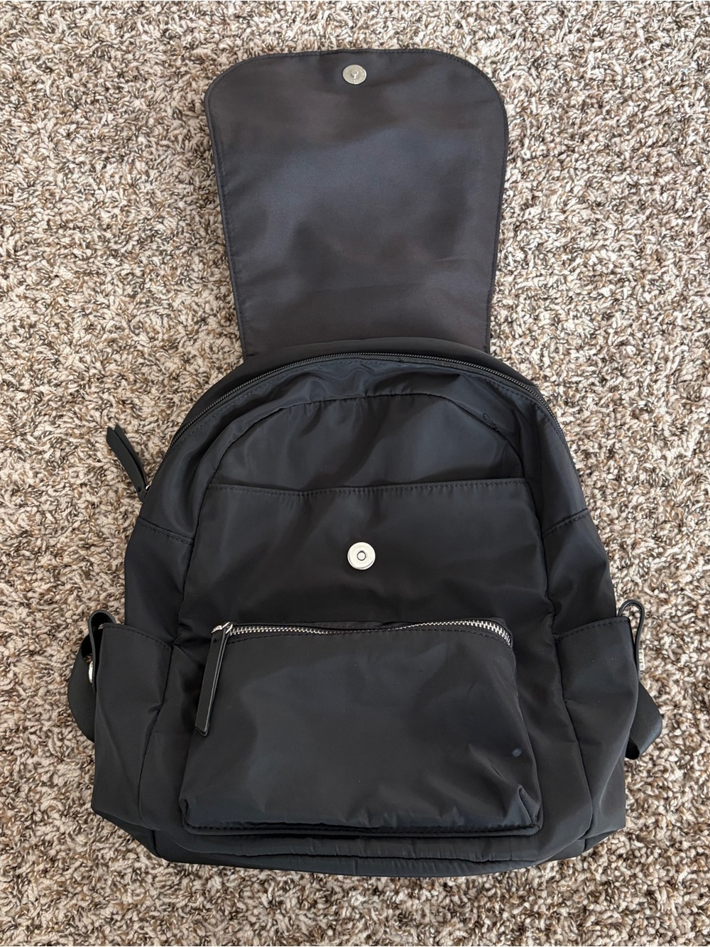 Madden Girl Black Nylon Backpack with Front Zip Pocket - Picture 3 of 6